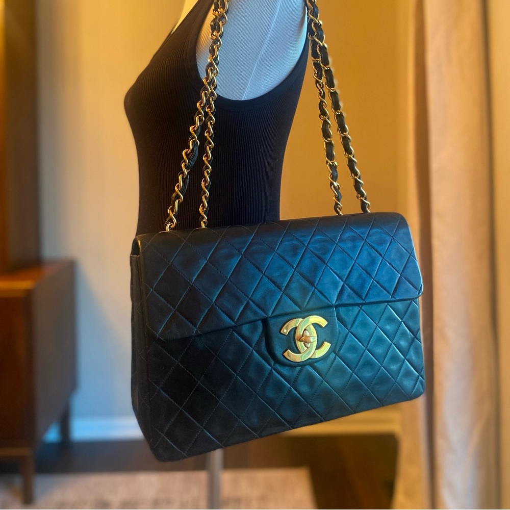 CHANEL Maxi XL Flap Handbag 24 Gold Plated Hardware